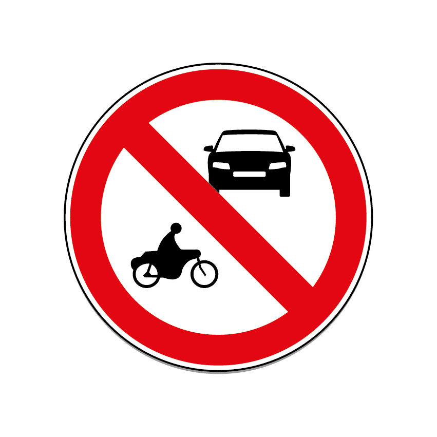 Circular road sign for no vehicles