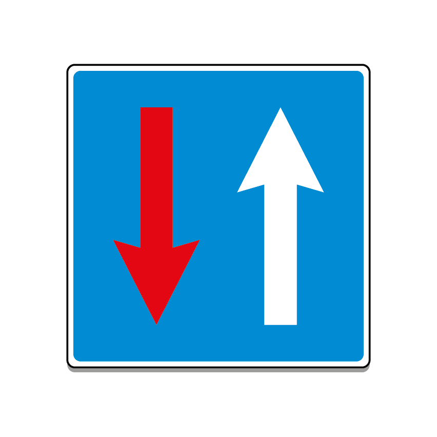 Rectangular road sign for priority over oncoming vehicles