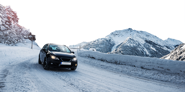 Car driving in the snow