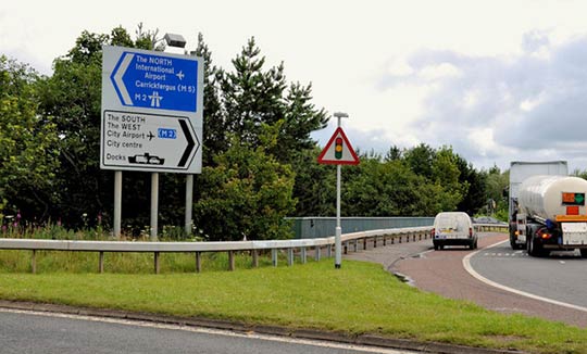 One-way traffic sign (in direction indicated) - Theory Test