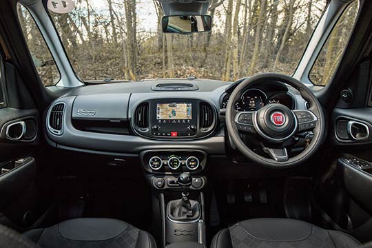 Sue Baker reviews the interior of the Fiat 500L. It has a more modern style with a central touchscreen satnav and infotainment centre 