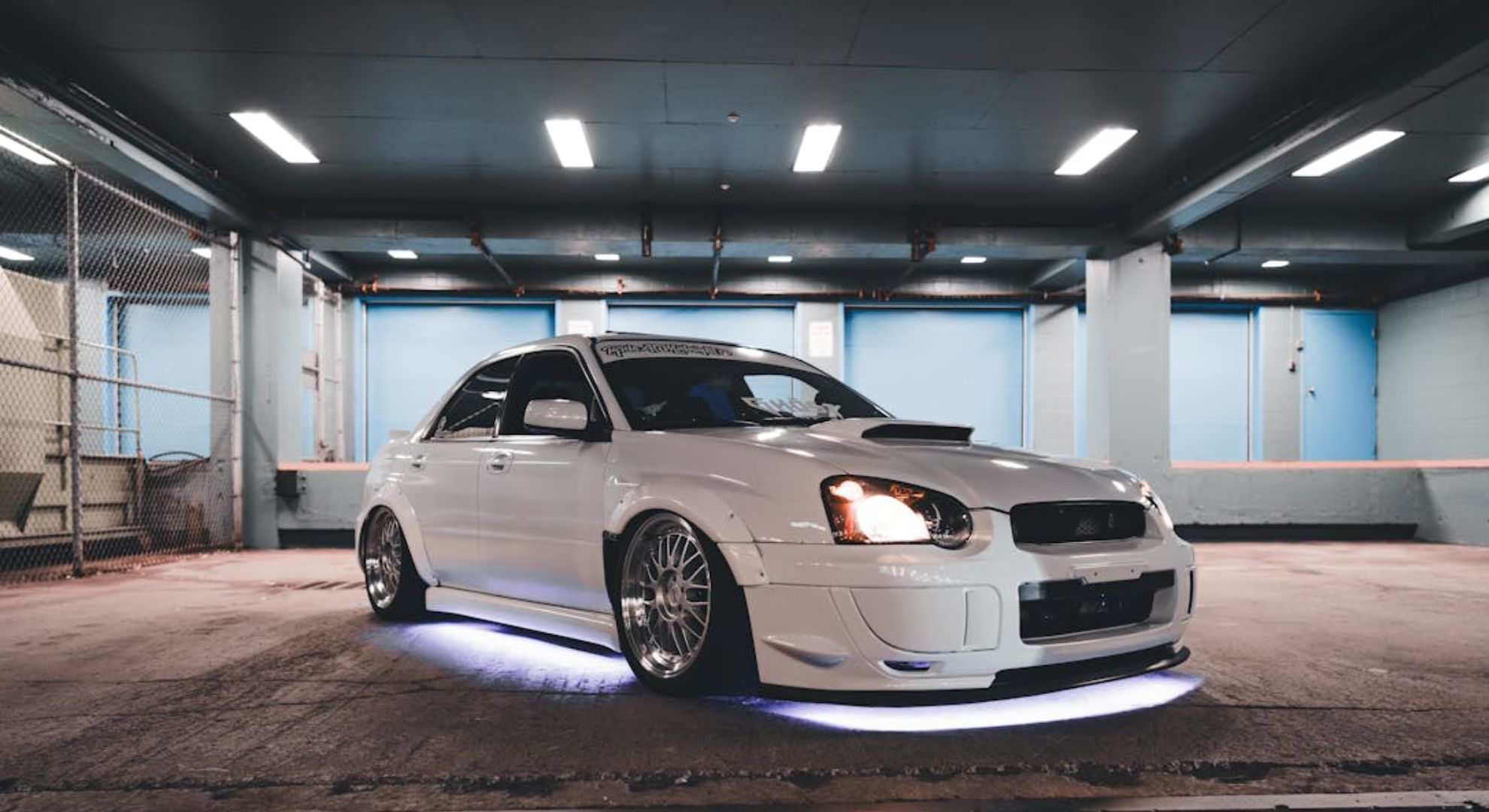 A car with underglow lighting