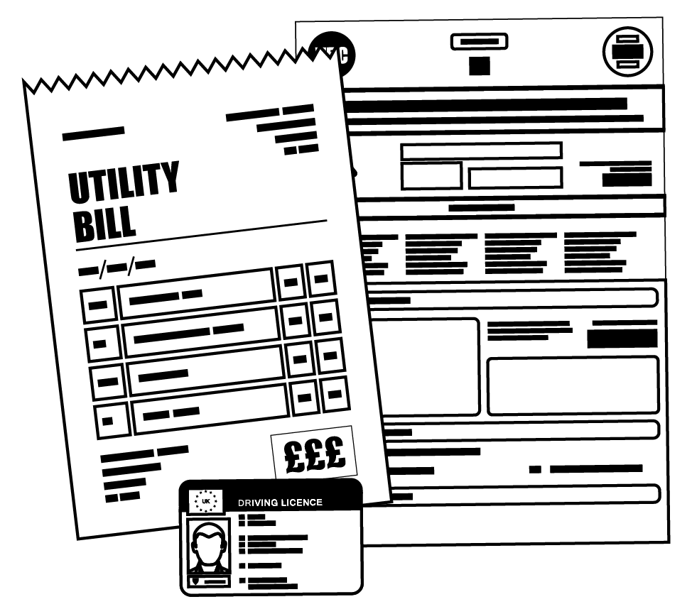 Illustration of a various documents needed to sell car