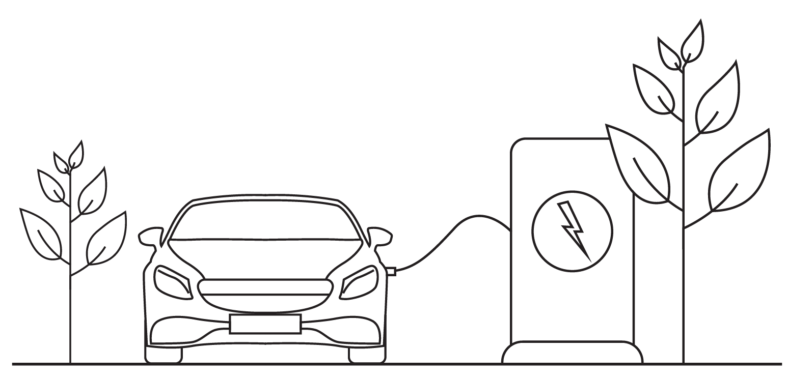 Illustration of an electric car charging