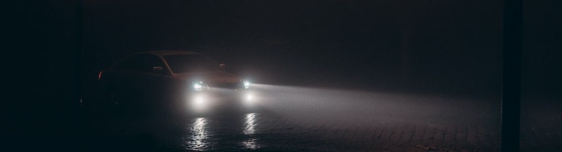 Fog lights turned on during a foggy night