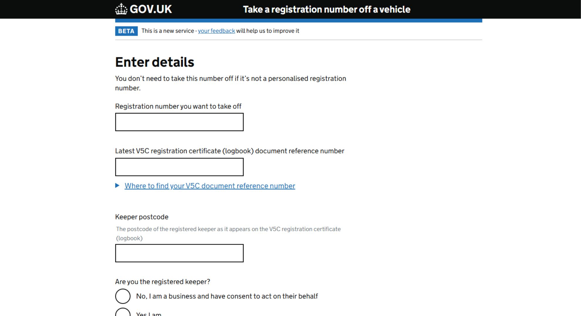 Online DVLA website where you can apply to retain personalised registration plate.