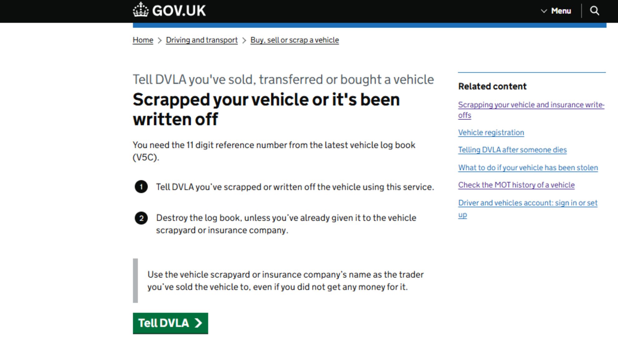 Scrap Car DVLA