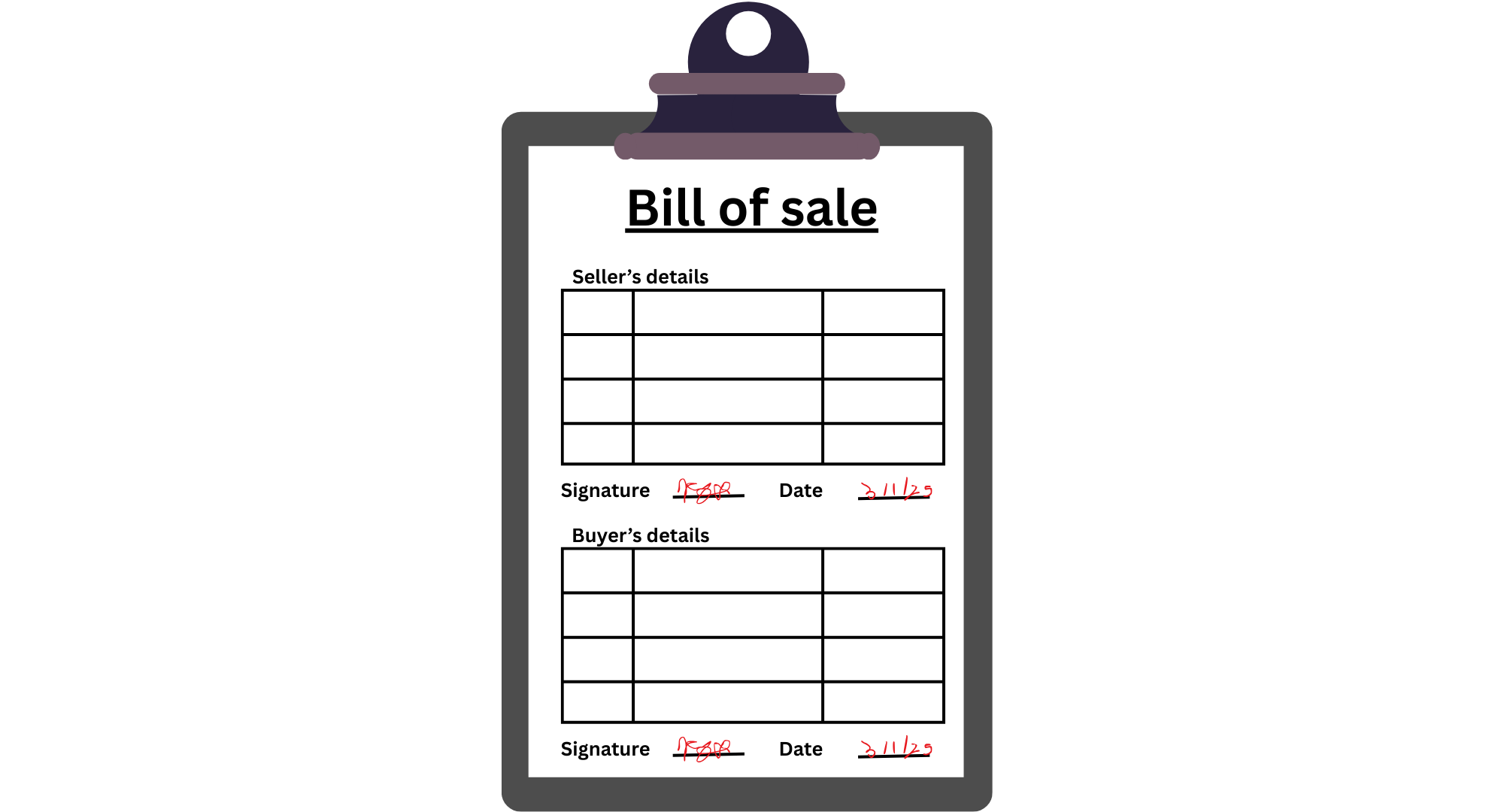 A bill of sale