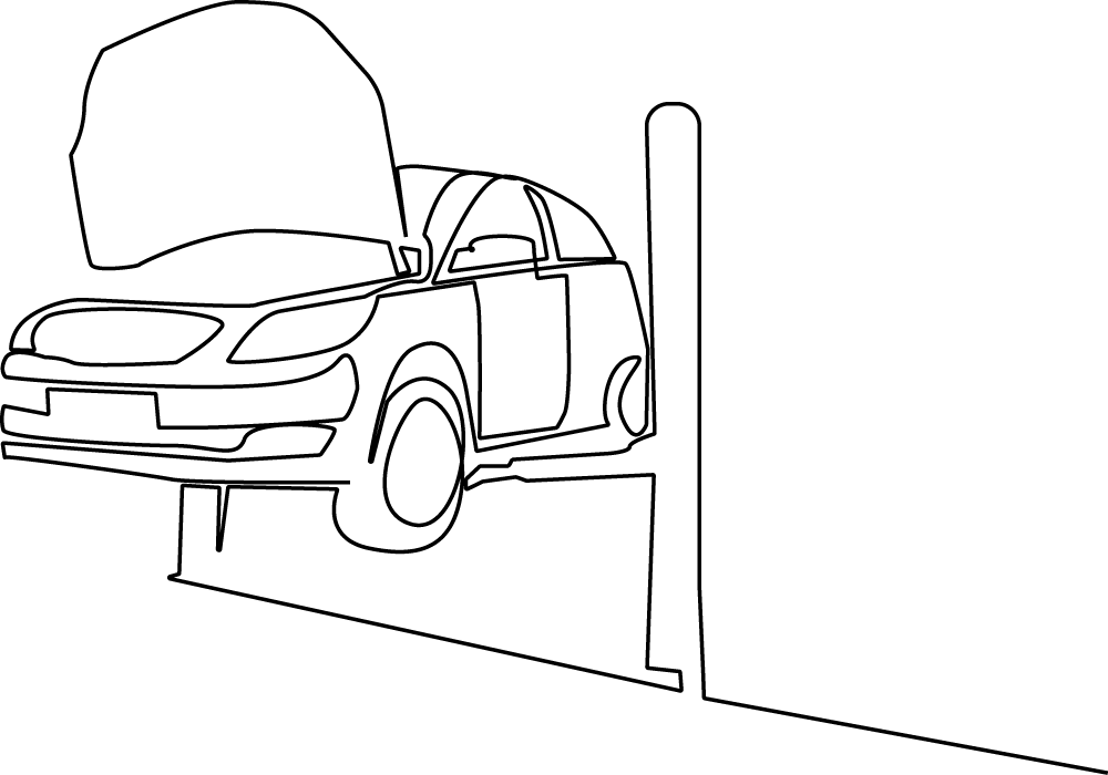 Illustration of a car on a ramp